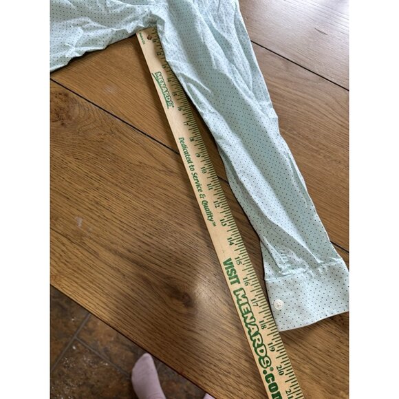 Express Extra Slim Men Size Small Button Down Shirt Green Polka Dots Cotton City - Picture 7 of 12